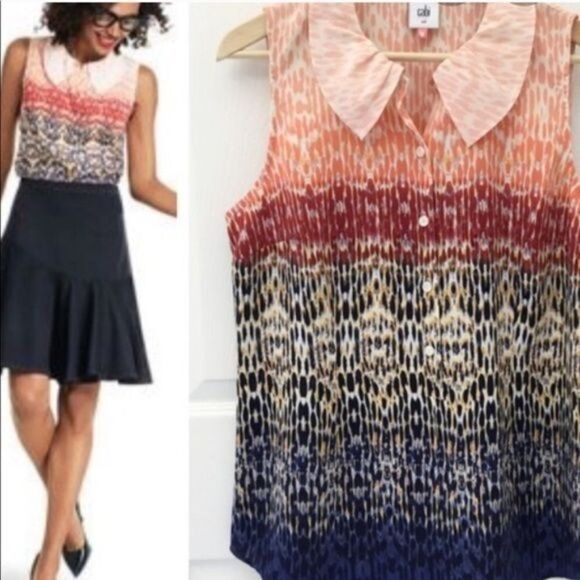 Cabi Love Sleeveless Ombre Printed Blouse Tunic Style 3078 Medium - Picture 1 of 5